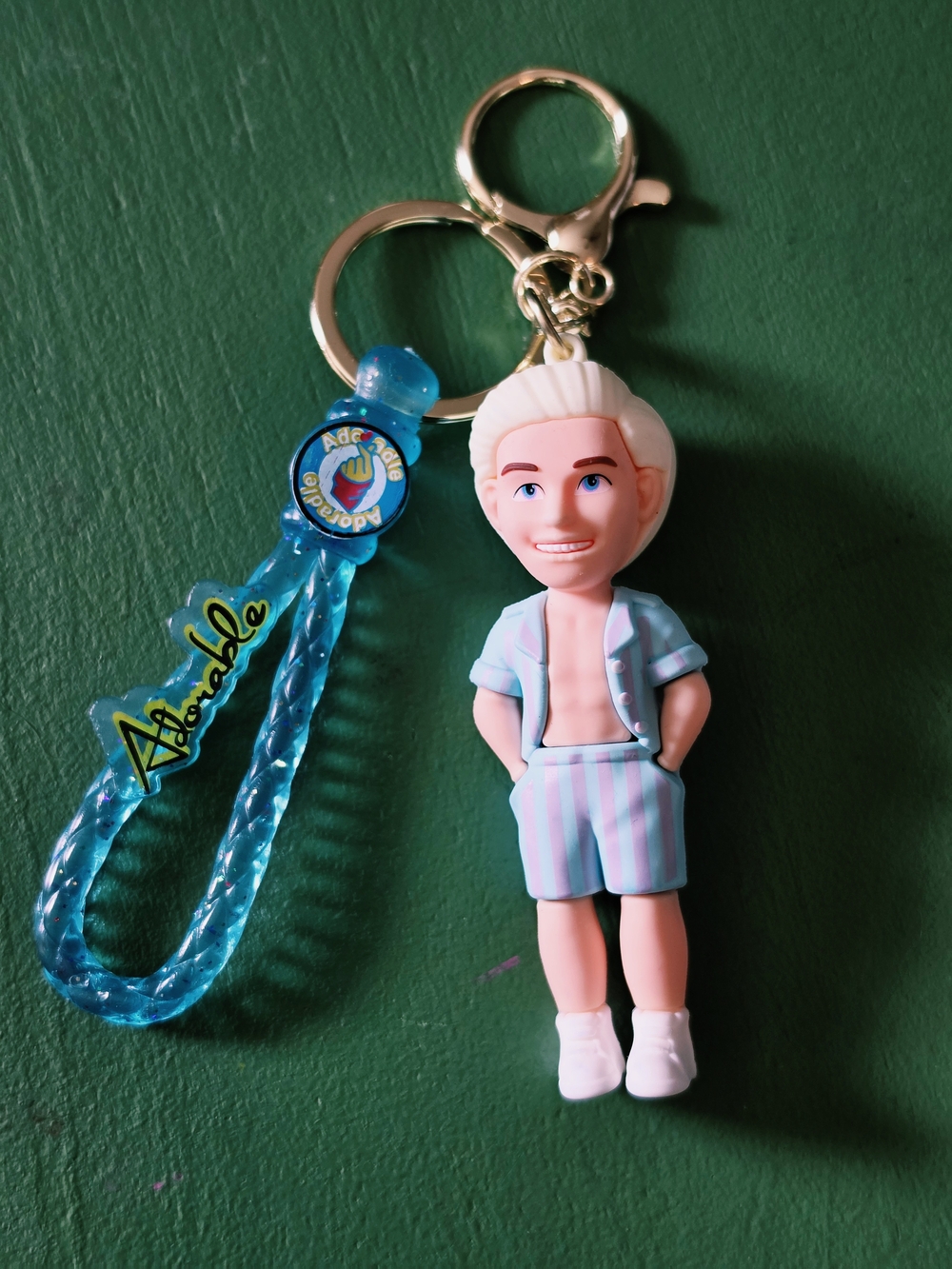 Blonde Boy Doll Keychain in Light Blue Outfit - Kids Toy Accessory